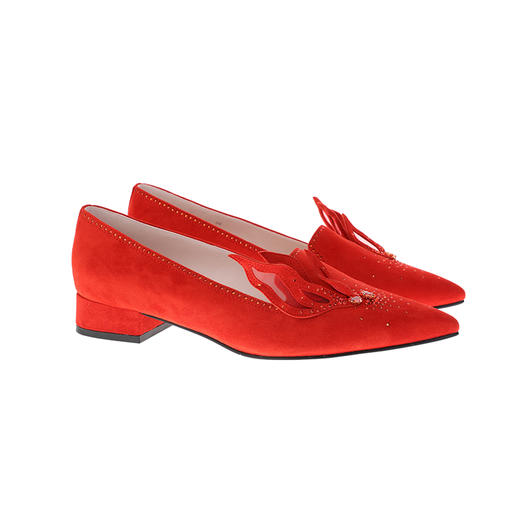 sheme景颇族原创设计红色系刺绣水晶女士低跟单鞋可定制 商品图5