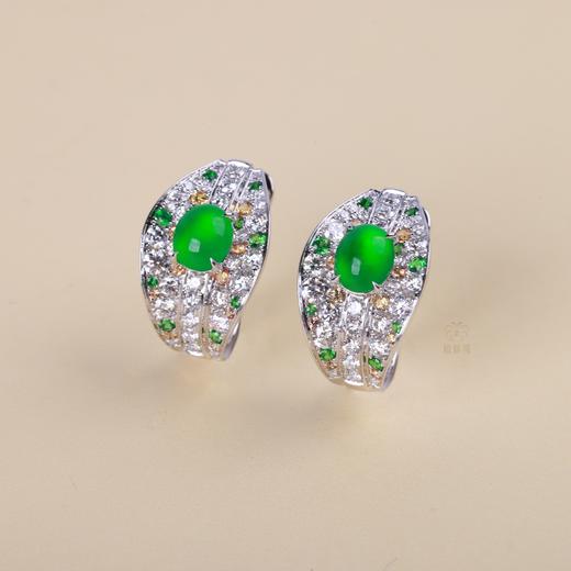 【大业长青】满绿蛋面叶子耳钉    EZ12310018 商品图1