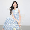 【专属特价】熙世界蓝白格子无袖连衣裙女2025年夏季新款休闲气质圆领背心裙子 商品缩略图1