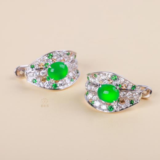 【大业长青】满绿蛋面叶子耳钉    EZ12310018 商品图4