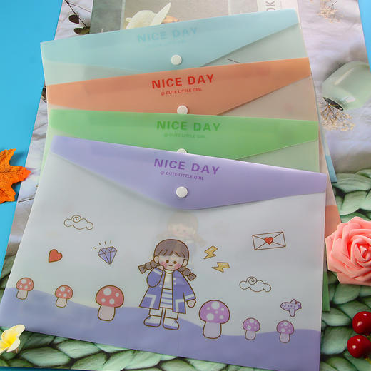 A4文件袋学生试卷资料袋 1个可爱小女孩卡通（图案随机） 商品图0