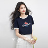 【专属特价】熙世界纯棉樱桃字母印花T恤短袖女夏日新款撞色圆领休闲正肩上衣 商品缩略图1