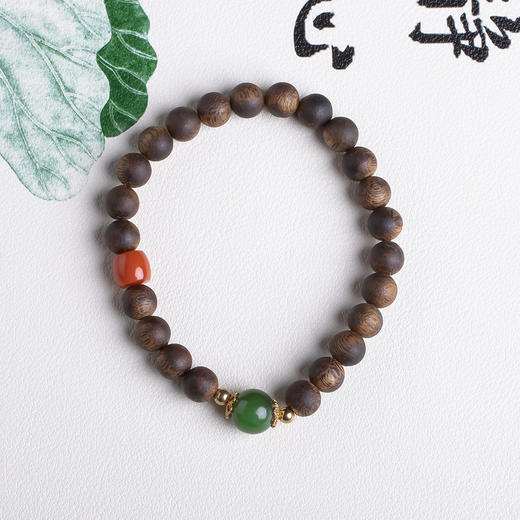 xy0437沉香+南红碧玉吉祥手串 商品图0