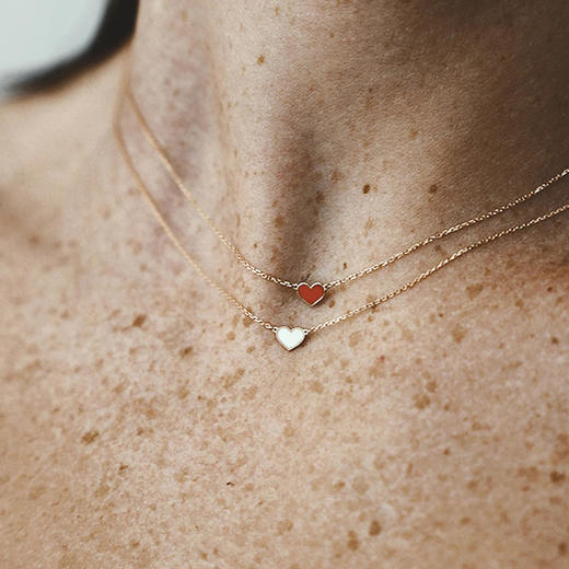 北京仓｜Vanrycke-Emoji-18K玫瑰金 心形 白色 珐琅 项链［法国设计师］ 商品图6