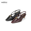Westory2025年春季小方头低跟后空单鞋通勤百搭空凉鞋W25AH58211 商品缩略图0
