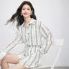 【专属特价】熙世界波西米亚休闲防晒套装女装夏季新款薄款条纹衬衫短裤两件套 商品缩略图1