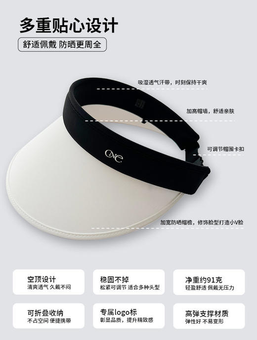 高颅顶大法！Be of ①heart春夏防晒秘诀 轻感防晒空顶帽 头顶“小空调” 防晒遮阳两不误 商品图1