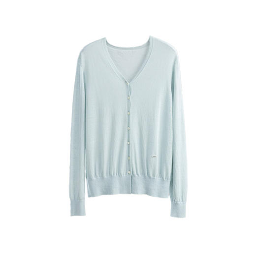 绽放女装419朵/【莫兰迪系列】超细亚麻棉混纺V领薄款长袖针织开衫 商品图4
