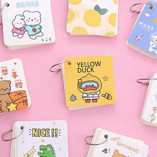 卡通环扣单词本学生随身便携记事本铁圈日记本可爱文具便签本 44g 商品图0