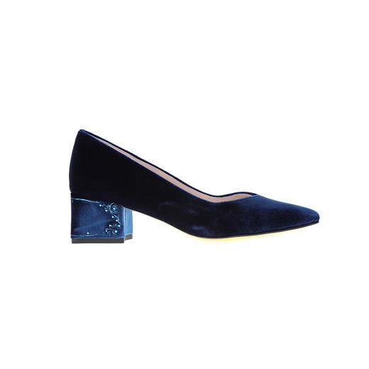 sheme景颇族原创设计奢侈品天鹅绒尖头中跟刺绣女鞋优雅可定制 商品图0