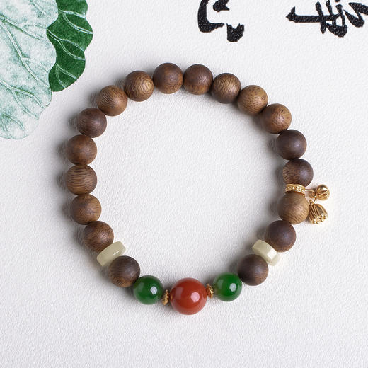 xy0436沉香+南红碧玉莲蓬手串 商品图0