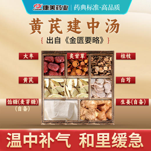 黄芪建中汤 康美大枣/炙甘草/桂枝/黄芪/白芍（饴糖30g、生姜9克需自备）出自《金匮要略》 商品图0
