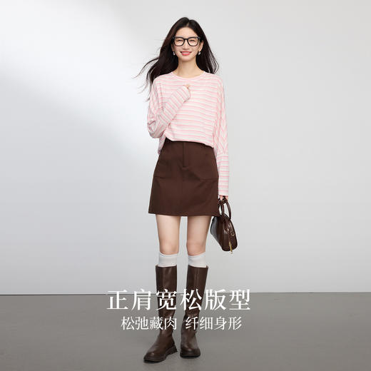 【夏日新品】熙世界航海系条纹防晒罩衫女夏季薄款休闲宽松慵懒风长袖T恤上衣 商品图2