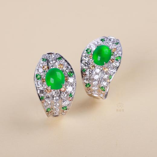 【大业长青】满绿蛋面叶子耳钉    EZ12310018 商品图3