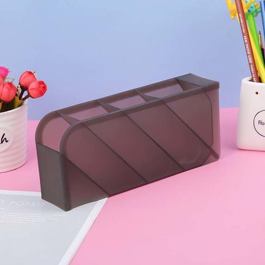 多功能斜插式笔筒 简约透明彩色桌面多格笔架创意ins化妆刷收纳盒 1个 商品图3