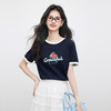 【专属特价】熙世界纯棉樱桃字母印花T恤短袖女夏日新款撞色圆领休闲正肩上衣 商品缩略图4