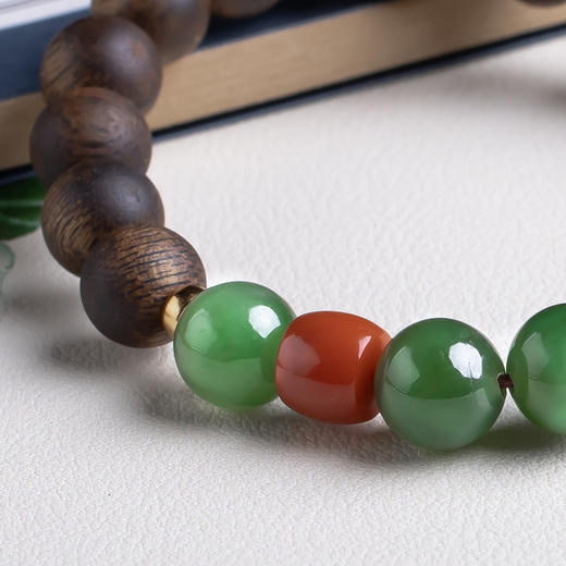 xy0439沉香+白玉碧玉国风手串 商品图3