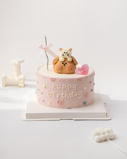 粉色贴贴熊蛋糕 七夕节蛋糕 商品图0