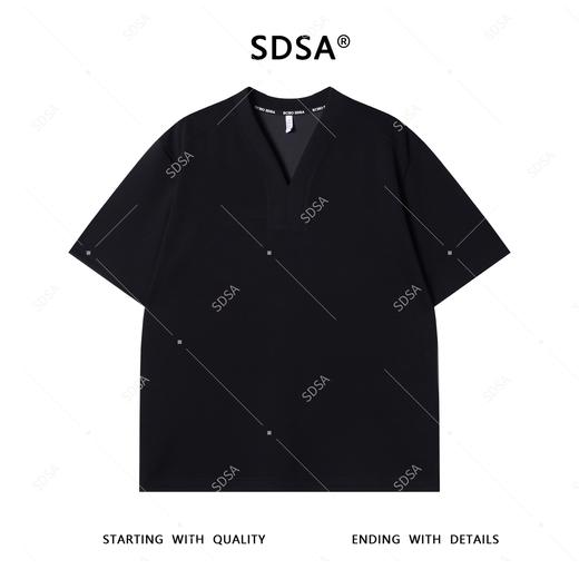 T4175SDSA夏季高级感新款男士简约纯色V领短袖T恤小众设计百搭休闲上衣 商品图1