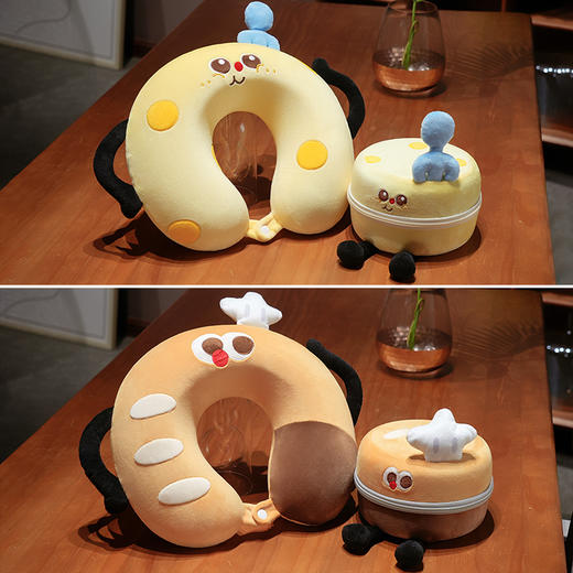 自然醒美食系列记忆棉U枕套盒卡通旅行头枕颈部便携车用颈椎枕可收纳盒QYL 商品图6