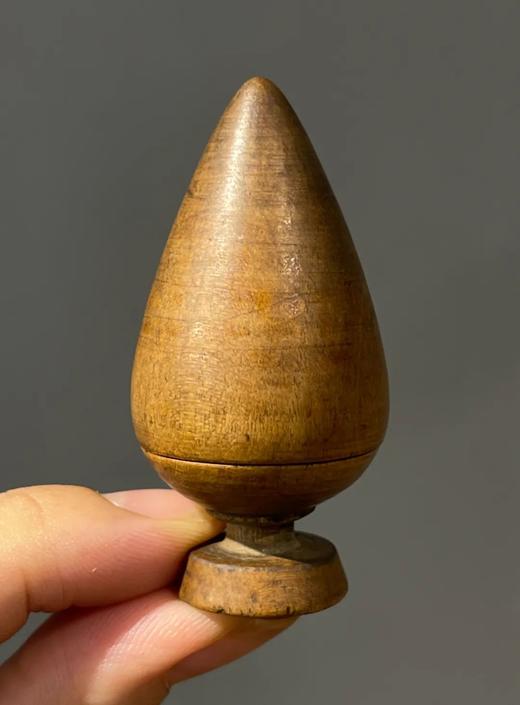 黄杨木雕琢火珠形供佛香盒，顺丰包邮 商品图13