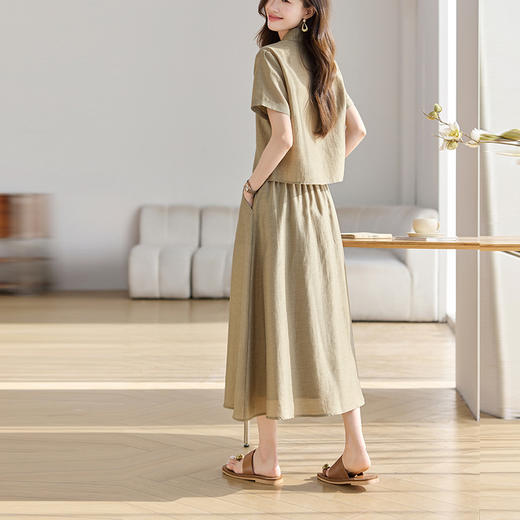 丁摩 天丝休闲连衣裙套装女夏季气质衬衫半身裙两件套5ZF-2571 商品图1