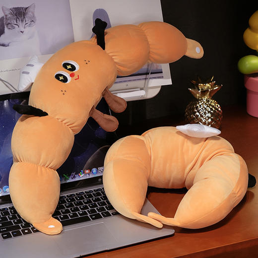 自然醒趣味牛角包毛毛虫U枕办公室午睡枕学生宿舍护颈枕便携式QYL 商品图12