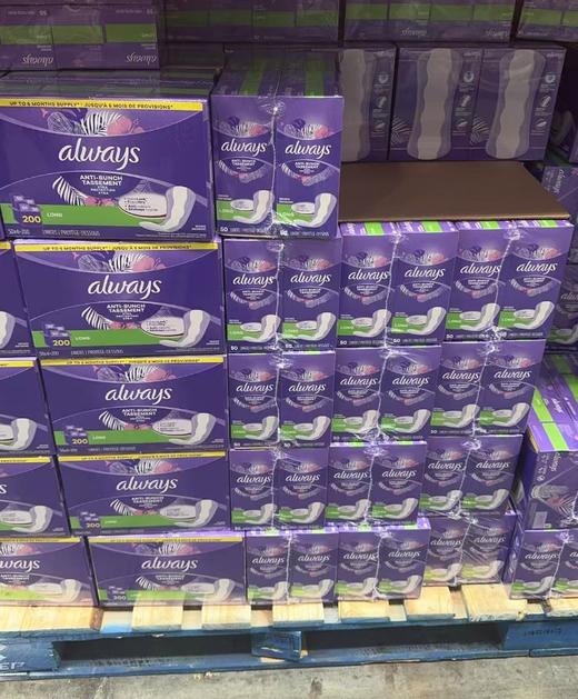特价！Always超薄加长（200片护垫/76片夜用/88片日用）卫生巾 加倍吸收型不含荧光剂 温哥华直邮 商品图2