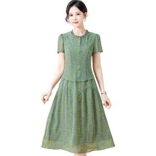 气质优雅时尚，圆领假两件连衣裙QYM-KEDH3083 商品图4