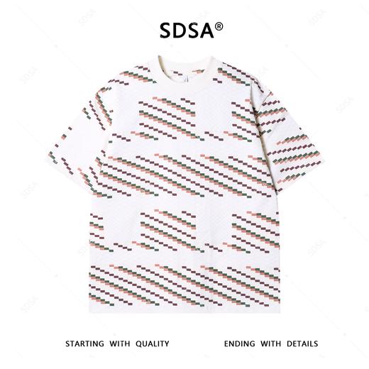 T4181SDSA夏季高级感新款男士美式撞色格子设计短袖T恤休闲圆领上衣 商品图1