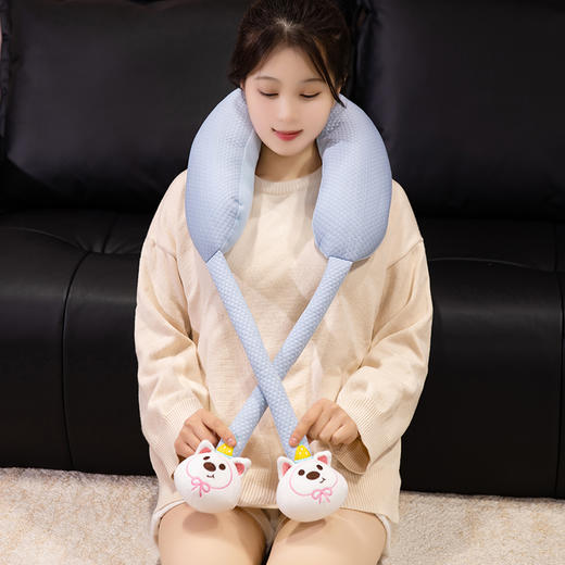 自然醒卡通玩偶绑结式颈枕冰丝耷拉U型枕旅行护脖枕办公室午睡神器QYL 商品图11