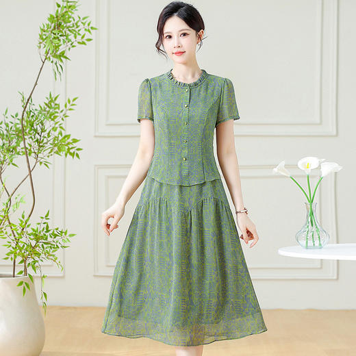 气质优雅时尚，圆领假两件连衣裙QYM-KEDH3083 商品图3