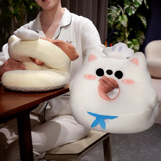 自然醒圆眼小厨师冰豆豆双面午睡枕桌上儿童枕头睡觉午睡神器趴趴枕夏季QYL 商品图12