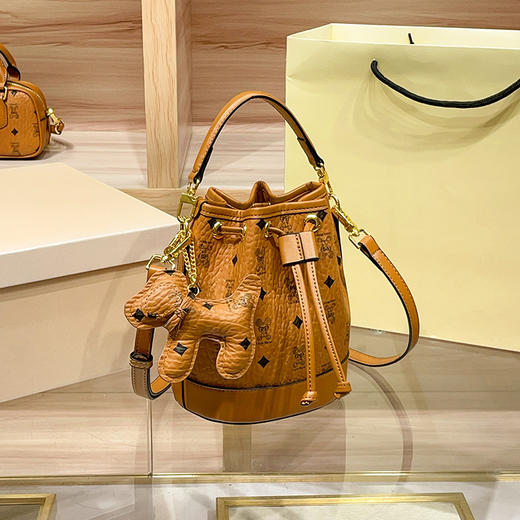 丁摩 【高品质】水桶包潮牛皮印花洋气小众设计高级感手提斜挎包5ZF-976 商品图7