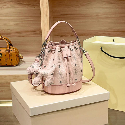 丁摩 【高品质】水桶包潮牛皮印花洋气小众设计高级感手提斜挎包5ZF-976 商品图5