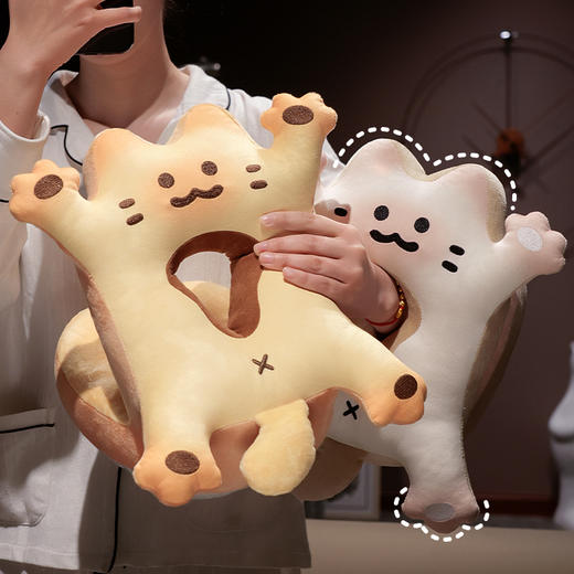 自然醒喵咪烤面包冰豆豆双面午睡枕学生趴桌子睡觉抱枕夏季午休办公室专用枕头QYL 商品图4