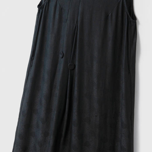 丁摩 真丝香云纱桑蚕丝背心长裙女气质小黑裙宽松长裙夏新款5ZF-52103 商品图1