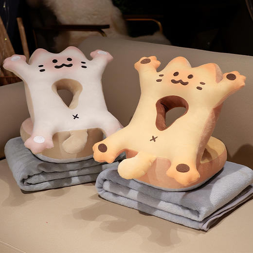 自然醒喵咪烤面包冰豆豆双面午睡枕学生趴桌子睡觉抱枕夏季午休办公室专用枕头QYL 商品图8