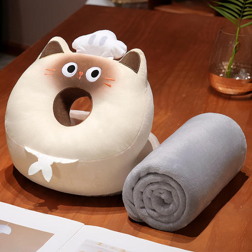 自然醒圆眼小厨师冰豆豆双面午睡枕桌上儿童枕头睡觉午睡神器趴趴枕夏季QYL 商品图8