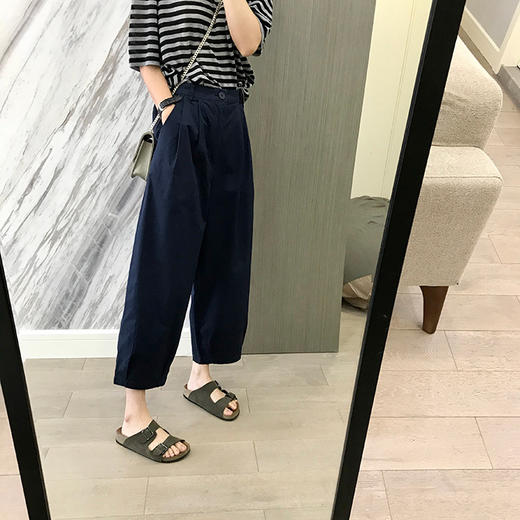 丁摩 夏季薄款哈伦休闲裤女宽松新款直筒裤子日系九分香蕉裤女裤潮5ZF-9379 商品图5
