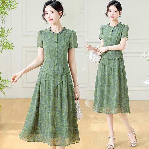 气质优雅时尚，圆领假两件连衣裙QYM-KEDH3083 商品图0