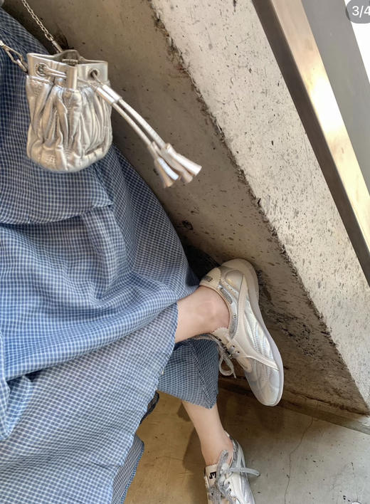 牛皮~增高5cm厚底板鞋珍珠系带圆头拼色休闲运动鞋女阿甘鞋（三天左右发货❗️❗️） 商品图4