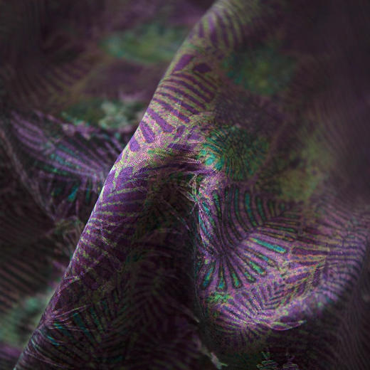 丁摩 真丝香云纱花萝国风连衣裙女树叶100桑蚕丝短袖宽松A字裙夏新款5ZF-D005 商品图4