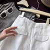 丁摩 亚麻短裤女夏季阔腿裤薄款a字高腰宽松白色裤子女夏西装五分裤5ZF-2509 商品缩略图3