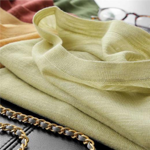 丁摩 CHAO赞针织衫！薄款亚麻天丝圆领短袖针织T恤女夏纯色抹茶绿上衣5ZF- 26215 商品图2