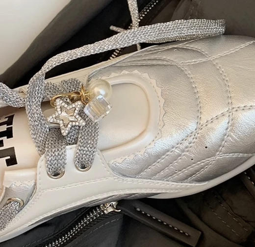 牛皮~增高5cm厚底板鞋珍珠系带圆头拼色休闲运动鞋女阿甘鞋（三天左右发货❗️❗️） 商品图2