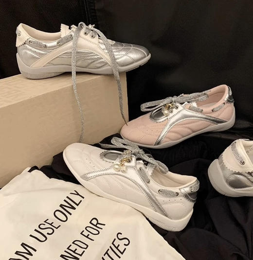 牛皮~增高5cm厚底板鞋珍珠系带圆头拼色休闲运动鞋女阿甘鞋（三天左右发货❗️❗️） 商品图1