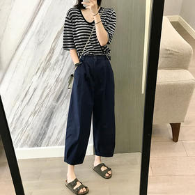 丁摩 夏季薄款哈伦休闲裤女宽松新款直筒裤子日系九分香蕉裤女裤潮5ZF-9379