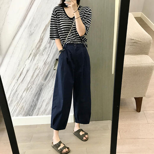 丁摩 夏季薄款哈伦休闲裤女宽松新款直筒裤子日系九分香蕉裤女裤潮5ZF-9379 商品图0