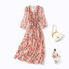 丁摩 夏季新品女装减龄花色收腰气质真丝连衣裙子5ZF-90497 商品缩略图4